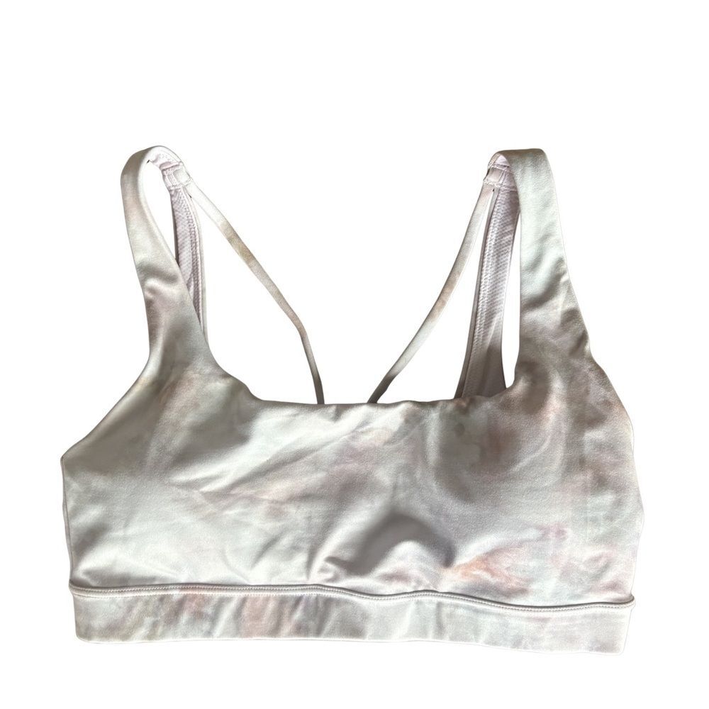 Athleta Exhale Printed Bra Rosario Pink Snowdye Women’s SMALL